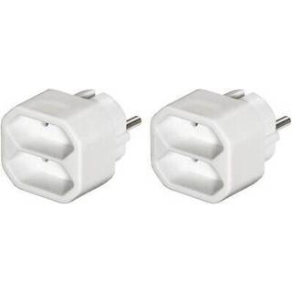 Hama 2-way Socket Adapter Double Pack White