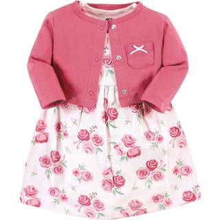 Hudson Baby Baby Girls 'Cotton Dress and Cardigan Set Blush Rose 18-24 måneder