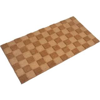 Kreativ co-op indgraveret coir-checkerboard-tryk og PVC Back Natural Doormat 32