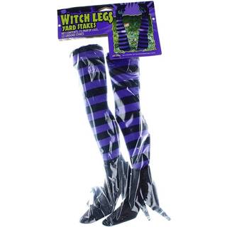 Witch Legs Yard Stakes Purple/Black Halloween DCOR