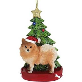 Pomeranian med juletr? ornamentharpiks til personalisering