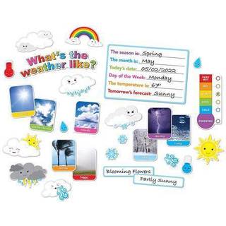 Ashley Productions Smart Poly Mini Bulletin Board Set Weather 30 Piece Set