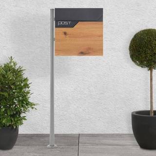 ECD-Germany Postkasse på stativ, 37x37x11 cm, Antracit/Optisk træ