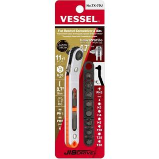 Fart?j med lav profil flad plade ratchet skruetr?kker s?t (TX79U (15 b?jet type))