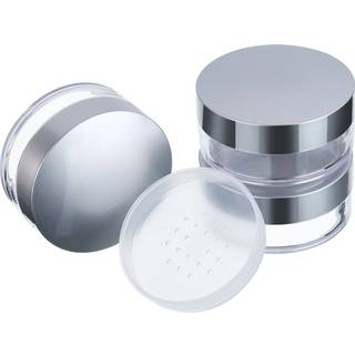 Hotop 3 stykker 50 ml plast tomt pulver kasse ansigt pulver makeup jar rejsekit blusher kosmetiske makeup containere med sifter og l?g (s?lv uden