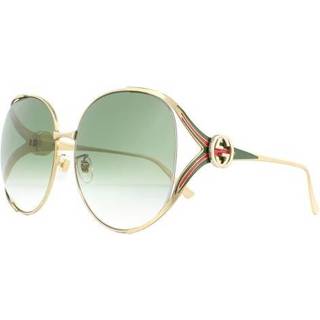 Gucci Kvinde GG0225S 003 Solbriller Metal Guld Grøn Rund Normal