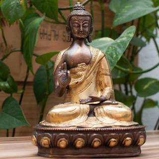Teaching Buddha statue i messing - 20 cm.
