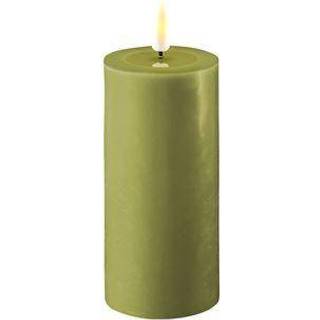 Deluxe Homeart Oliven grøn LED Bloklys 5x10cm
