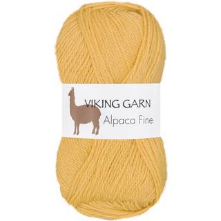 Viking Alpaca Fine 641 Majsgul Indhold: 85% alpaca, 15% højlandsuld Vægt/længde: 50 g. = ca. 166 meter Anbefalede pinde: 3 mm Strikkefasthed: 10 x 10 cm = 28 m Vask: Uldvask ved 30 ℃.