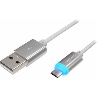 Natec PRATI Ladekabel Micro USB til USB-A 2.0 - Silver LED 1m