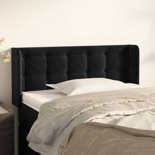 sengegavl med kanter 93x16x78/88 cm fløjl sort