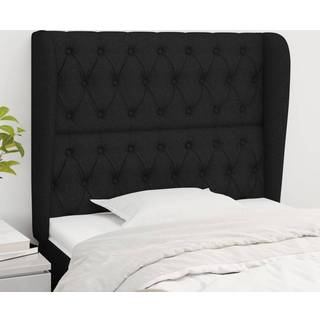 Sengegavl Med Kanter Stof Sort - 103 x 23 x 118/128 cm