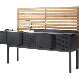 Cane-Line - Drop køkken modul inkl. 3 hylder Inkl. skraldespand Lava grey, aluminium