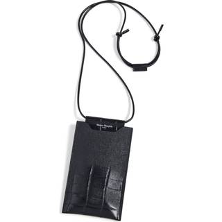 Maison Margiela Croc-effect leather phone pouch - black - One Size