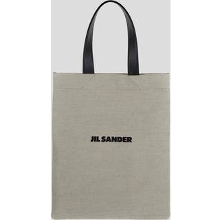 Canvas Tote Bag with Leather Strap in Natural - OS