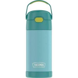 THERMOS FUNTAINER Vandflaske med halm - 12 ounce blå/grøn - børn rustfrit stål vakuum isoleret vandflaske med låg