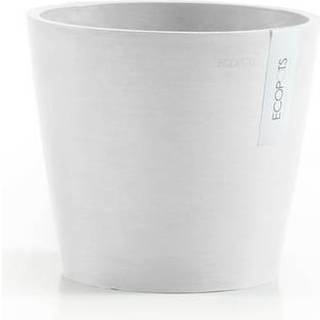 Ecopots Amsterdam Modern Round Recycled Plastic Planter Flower Pot m/Water Reservoir Pure White 8 """"