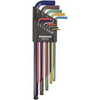 Bondhus 69637 Ball End L-Wrench Set m/ColorGuard Finish W/Extra Long Arm 13 Pc