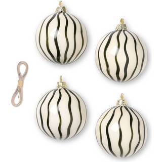 Christmas Glass Ornaments - Lines - Set of 4 - Green
