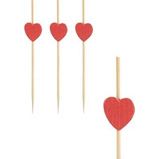 100 stk Cocktailpinde Fingerfood Picks "Heart" 7 cm