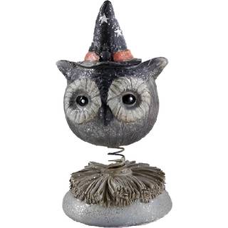 Vintage Halloween Bobble Head Eule mit Hexenhut 15cm