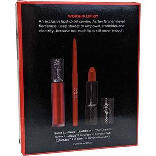 Revlon Never nok læbe tilbedelse Limited Edition Lip Kit af Ashley Graham 3 Stykke Kit med læbestift Lip Gloss Lip Liner 1 Set