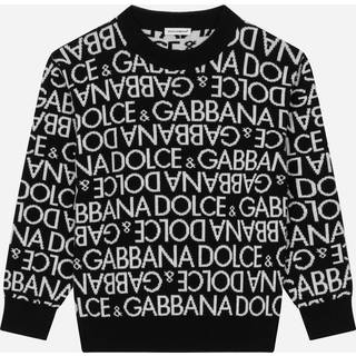 Dolce&Gabbana Kids Logo intarsia virgin wool sweater - black - Y 10