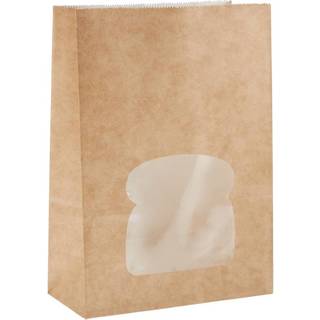Klodsbundspose 155x72x220 mm med OPP/Rude Brun. 250 stk