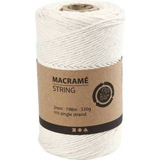 Grå Macramé Snor 198m - 2mm, Genanvendt Materiale