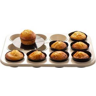 Sæt med 12 genanvendelige bageplader til muffins, glasfiber, 5 × 5 cm
