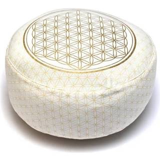 Yogi & Yogini Meditationspude med boghvedeskaller i Natur, Flower of Life - 33 x 17 cm
