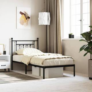 sengeramme med sengegavl 90x200 cm metal sort