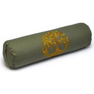 Yogi & Yogini Økologisk Yogapølle med boghvedeskaller Olivengrøn, Livets træ - 60 x 16 cm.