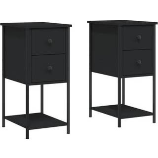 sengeborde 2 stk. 32x42x70 cm konstrueret træ sort