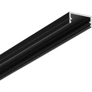 2m aluprofil BEGTON12 J/S - Sort anodiseret, påbygning, LED skinne