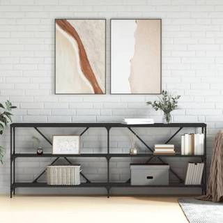 konsolbord 200x30x75 cm konstrueret træ og jern sort