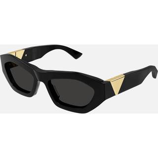 Bottega Veneta Kvinde BV1221S 001 Solbriller Acetat Sort Grå Geometrisk