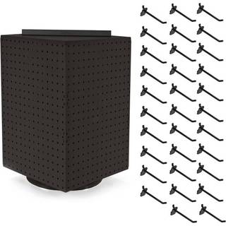 Azar viser 701414-BLK-4B32 Roterende bordplade Kit med PEG-kroge inkluderet Pegboard Spinner Organizer Smykker Arrangør Detail Display Halskæde H