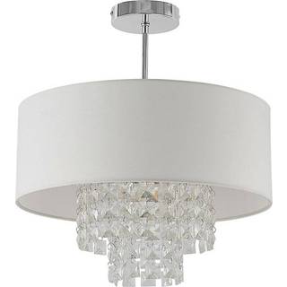 Lindby loftlampe Estera, Ø 40 cm, hvid, krom, pendel