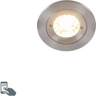 Smart indbygget spotlight stål rund IP44 inkl. Wifi GU10 - Xena