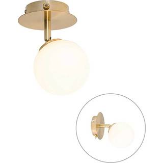 Moderne spotlight guld med opal glas med kontakt - Athen