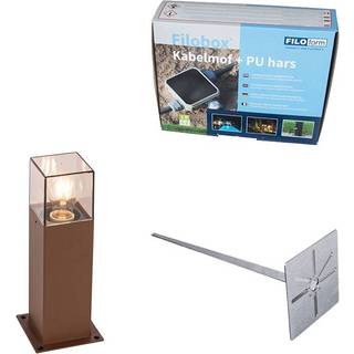 Udendørslampe 30 cm rustbrun med jordspyd og kabelgennemføring - Danmark