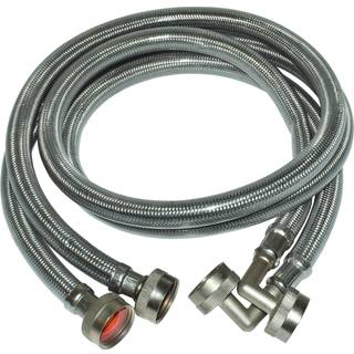 Eastman Washing Machine Connector Pack med 2 3/4 tommer FHT -forbindelse 90 graders albue 4 fod flettet rustfrit st?l vaskemaskine slanger 48376