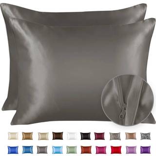 Shopbedding Satin Pillowcase til hår og hud silke pudebetræk 2 pakke luksus satin pillowcases med lynlås lukning satin pillow case cover standard