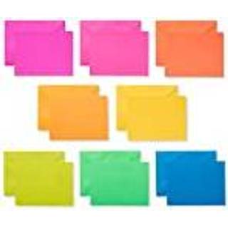 Amerikanske hilsener enkeltpanel tomme kort med konvolutter neon regnbue farver (100-t?lling)