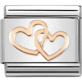 Nomination Rose Gold Linked Hearts Charm