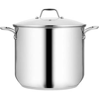 Nutrichef 19-liter rustfrit stål Stockpot-18/8 Food Grade Heavy-Duty Induction-kompatibel gryde med se-through låg Ideel til gryderetter Bouillon