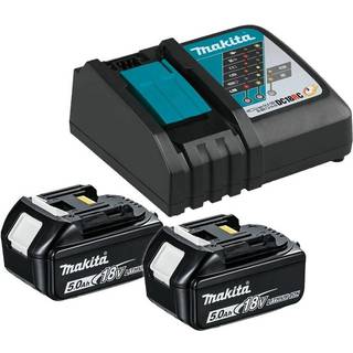 Batteri Makita 197624-2; 18 V; 2x5,0 Ah; Li-ion + lader DC18RC + koffert