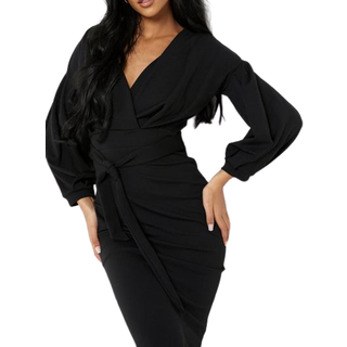 Tall Recycled Off The Shoulder Midi Dress - black - 46