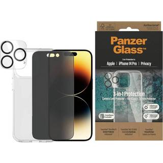 iPhone 14 Pro PanzerGlass 3-i-1 Bundle m. EasyAligner - Privacy Skærmbeskyttelse (UWF) / Bagsidecover / Kamerabeskyttelse - Gennemsigtig